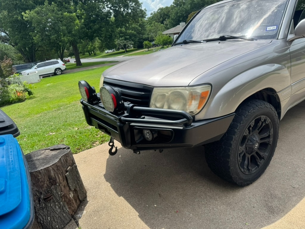 ARB front bumper with Solis spot lights and integrated winch hoop