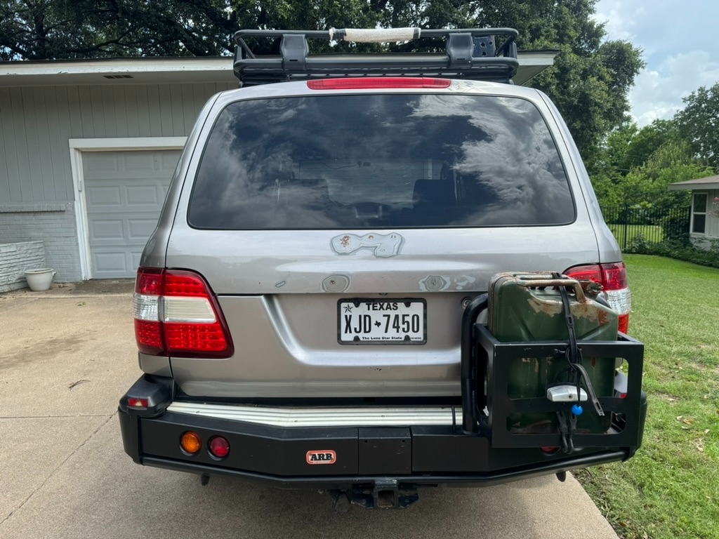 ARB rear bumper with offset spare carrier and dual jerry can mount