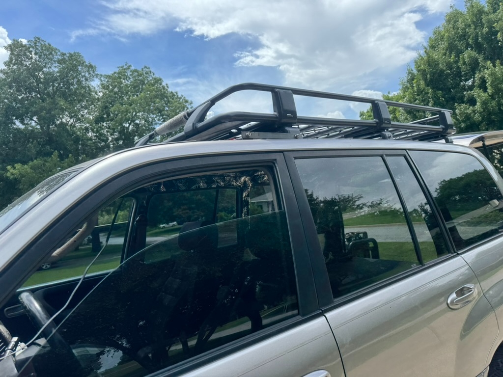 Roof rack flat platform with mounting rails for awning, rooftop tent, and gear
