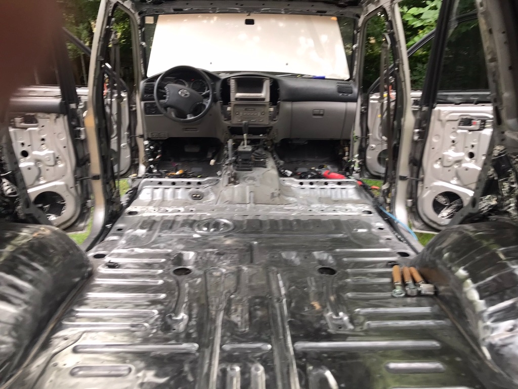 Steel floor alternative angle showing rear cabin metal